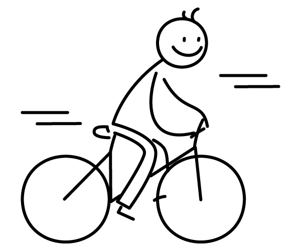 自転車に乗る棒人間イラスト